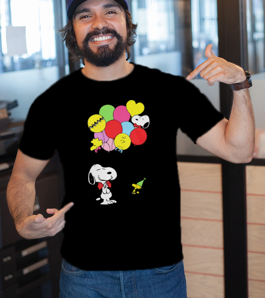 Peanuts Snoopy Woodstock Balloons Birthday T-Shirt
