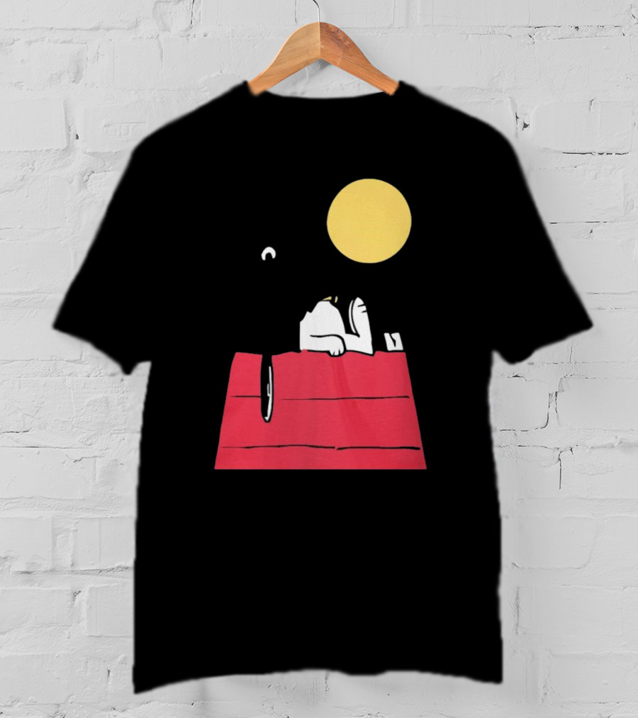 Snoopy Solar Eclipse Peanuts Doghouse Moon Charlie Brown T-Shirt