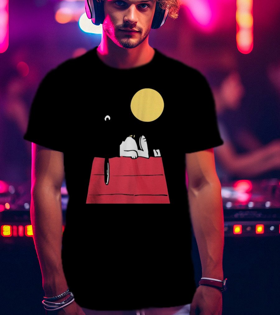 Snoopy Solar Eclipse Peanuts Doghouse Moon Charlie Brown T-Shirt