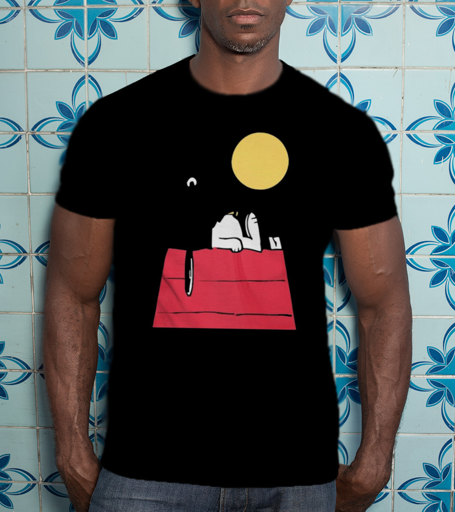 Snoopy Solar Eclipse Peanuts Doghouse Moon Charlie Brown T-Shirt