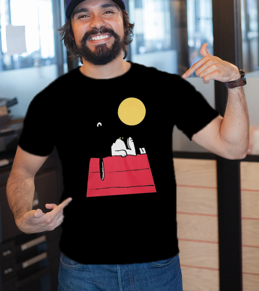 Snoopy Solar Eclipse Peanuts Doghouse Moon Charlie Brown T-Shirt