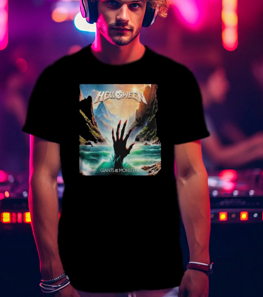 Helloween Giants & Monsters Album Art With Raising Hand In Ocean Released August 29th 2025 T-Shirt
