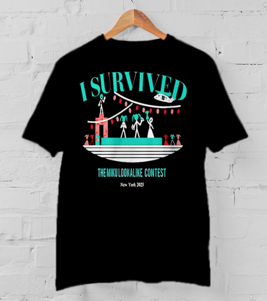 I Survived The Miku Lookalike Contest New York 2025 Blimp Stage Figures T-Shirt
