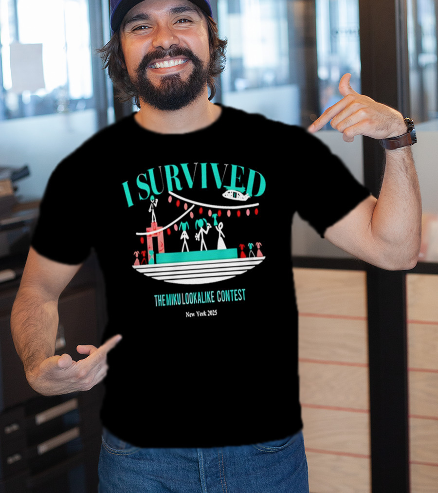 I Survived The Miku Lookalike Contest New York 2025 Blimp Stage Figures T-Shirt