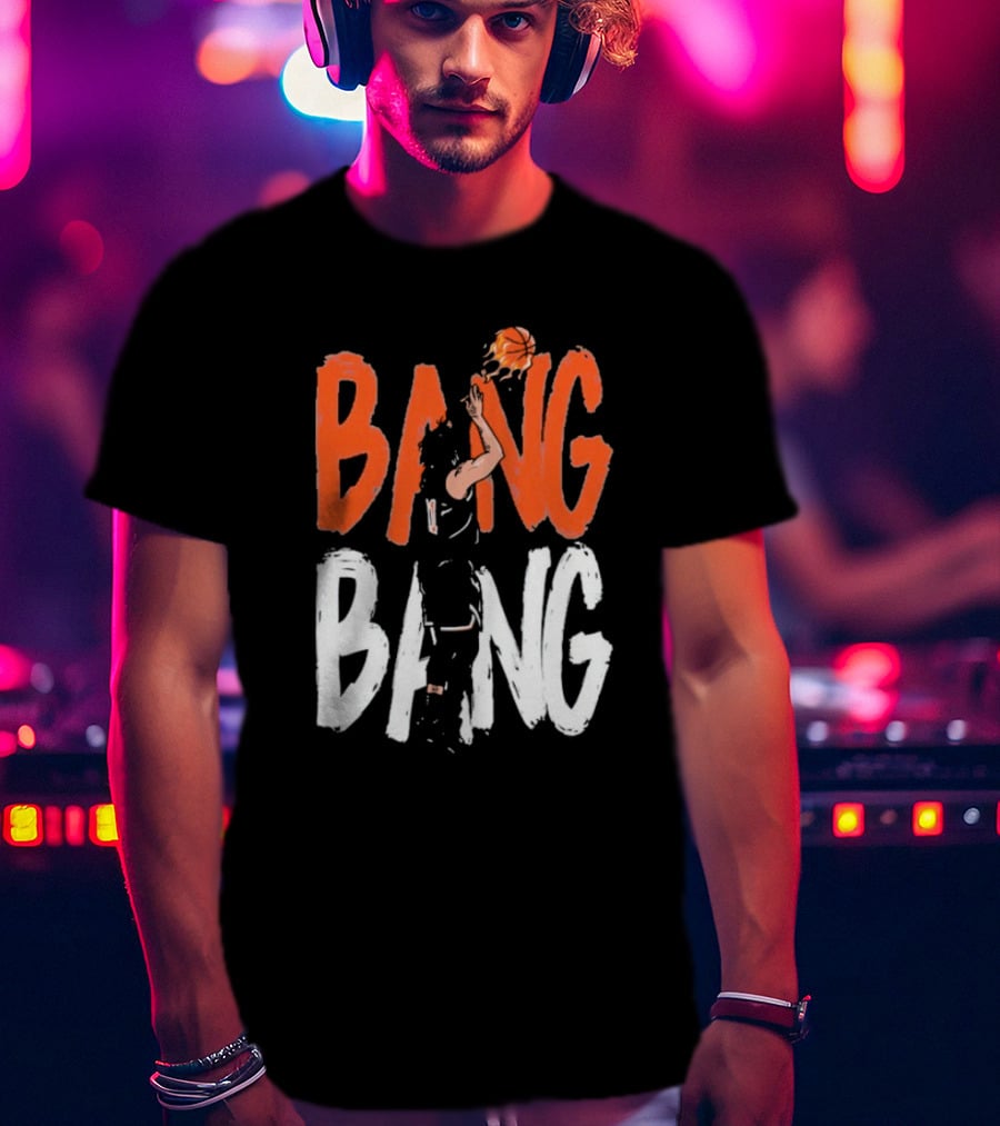 Jalen Brunson Basketball Bang Bang Orange White Combination T-Shirt