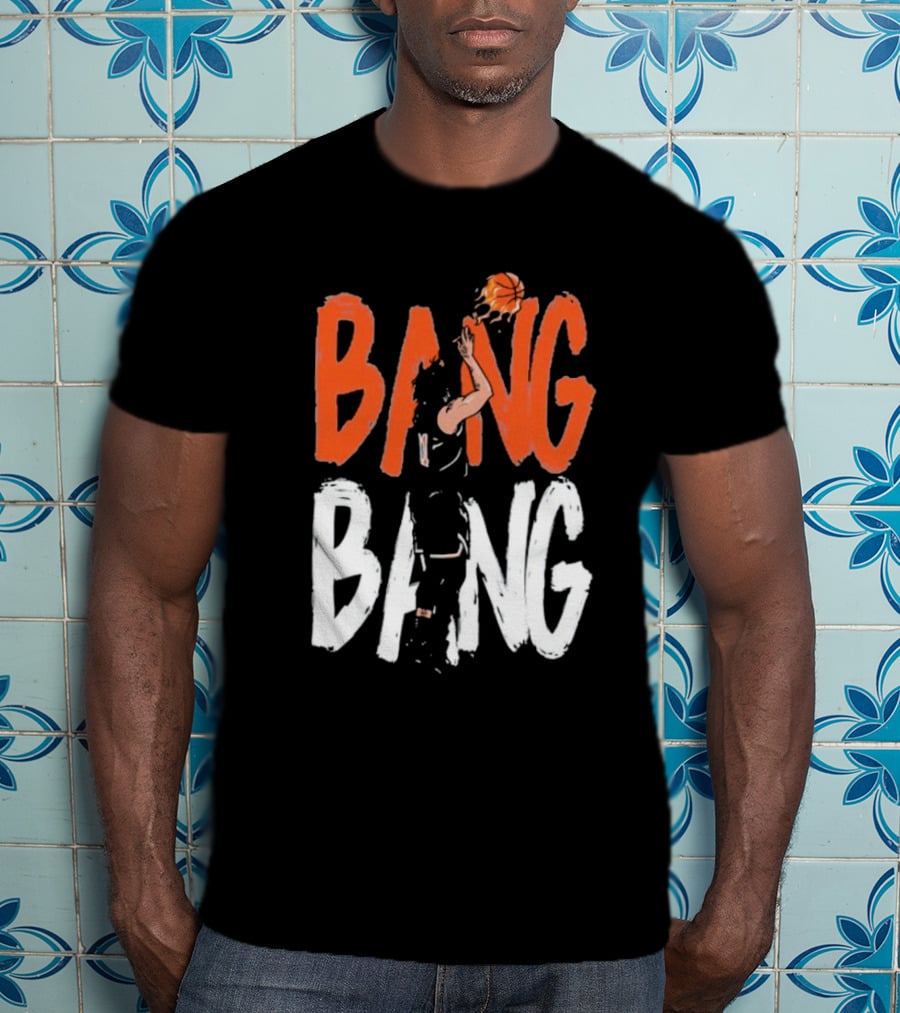 Jalen Brunson Basketball Bang Bang Orange White Combination T-Shirt