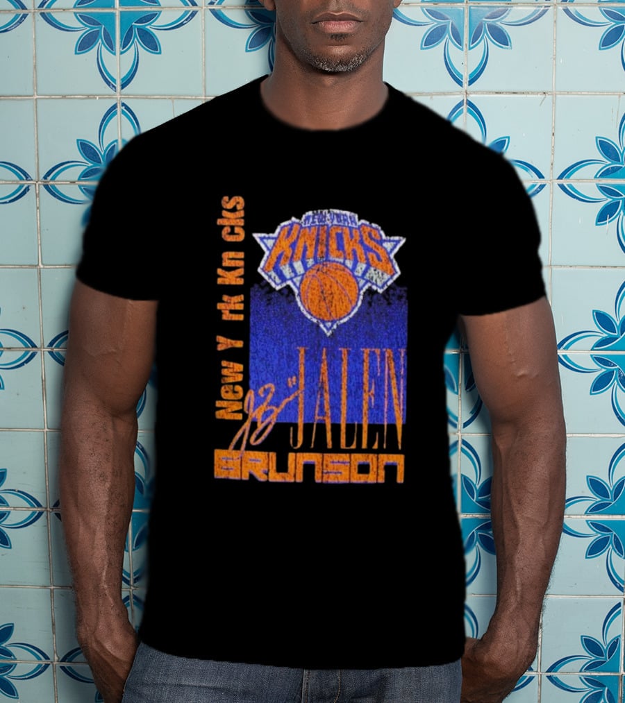 New York Knicks Jalen Brunson NBA Player Signature T-Shirt