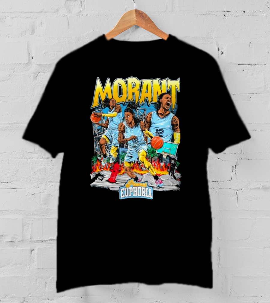 Morant Planet Euphoria Basketball Action Scene T-Shirt