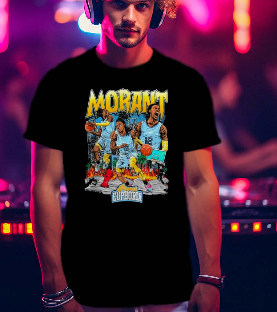 Morant Planet Euphoria Basketball Action Scene T-Shirt