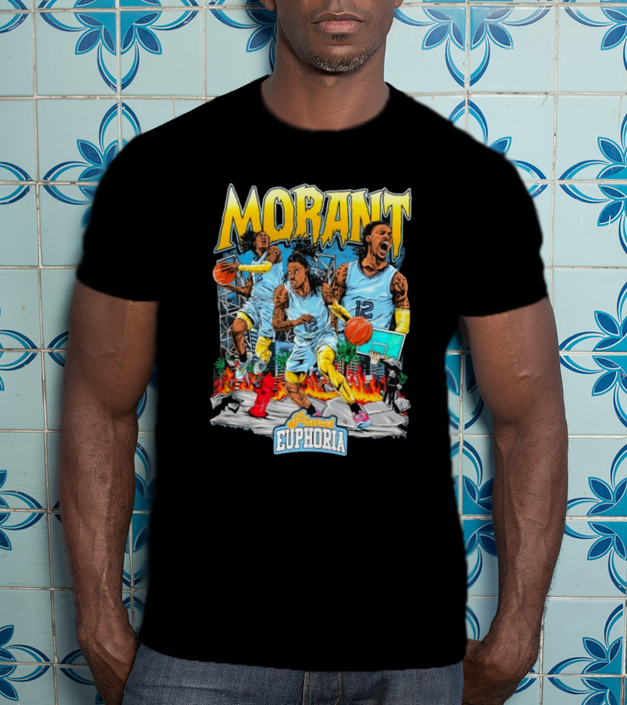 Morant Planet Euphoria Basketball Action Scene T-Shirt