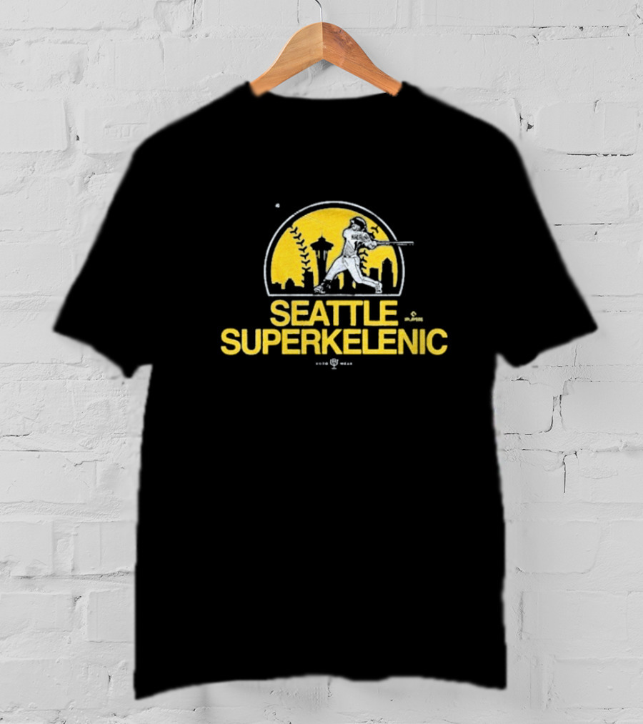 Seattle SuperKelenic Player Silhouette With Space Needle And Cityscape T-Shirt