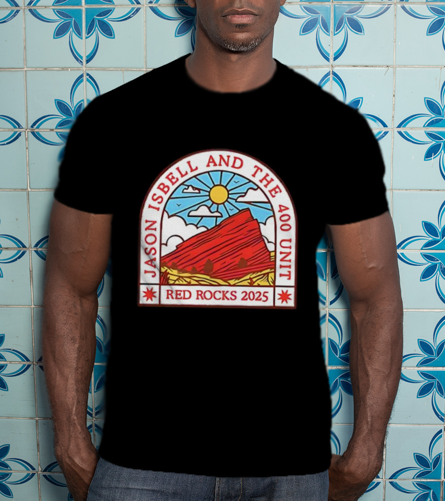 Jason Isbell And The 400 Unit Red Rocks 2025 Sun And Mountains T-Shirt