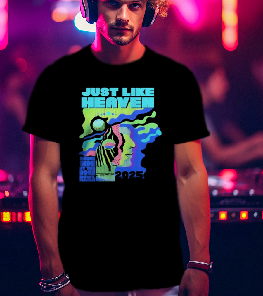 Just Like Heaven Time And Space 2025 Psychedelic Face And Abstract Cosmic Imagery T-Shirt