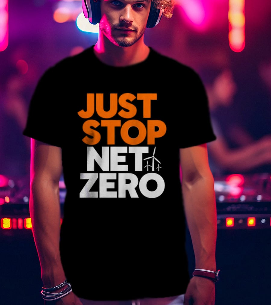 Just Stop Net Zero Wind Turbine Icon T-Shirt