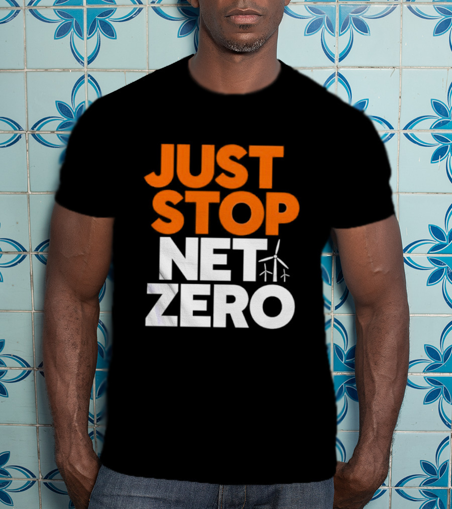 Just Stop Net Zero Wind Turbine Icon T-Shirt