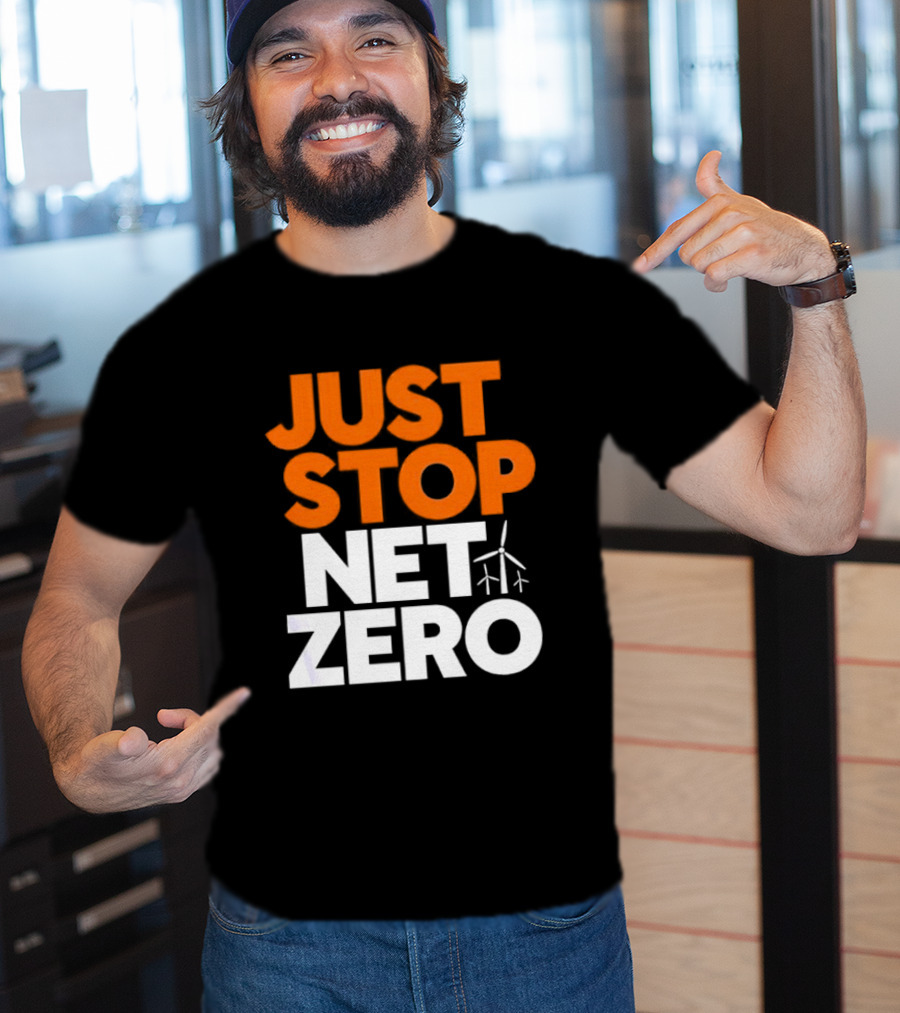 Just Stop Net Zero Wind Turbine Icon T-Shirt
