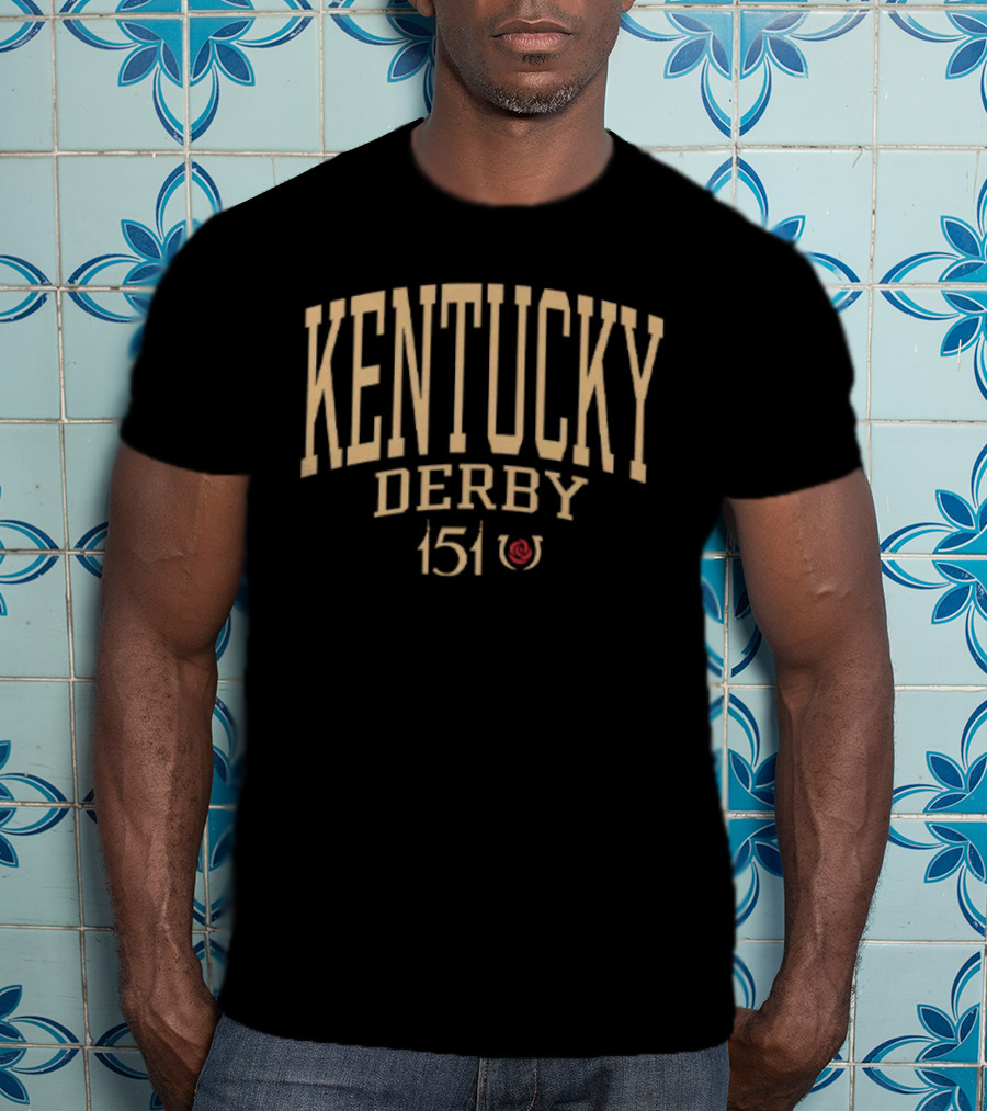 Kentucky Derby 151 Event Typography With Horseshoe Icon T-Shirt