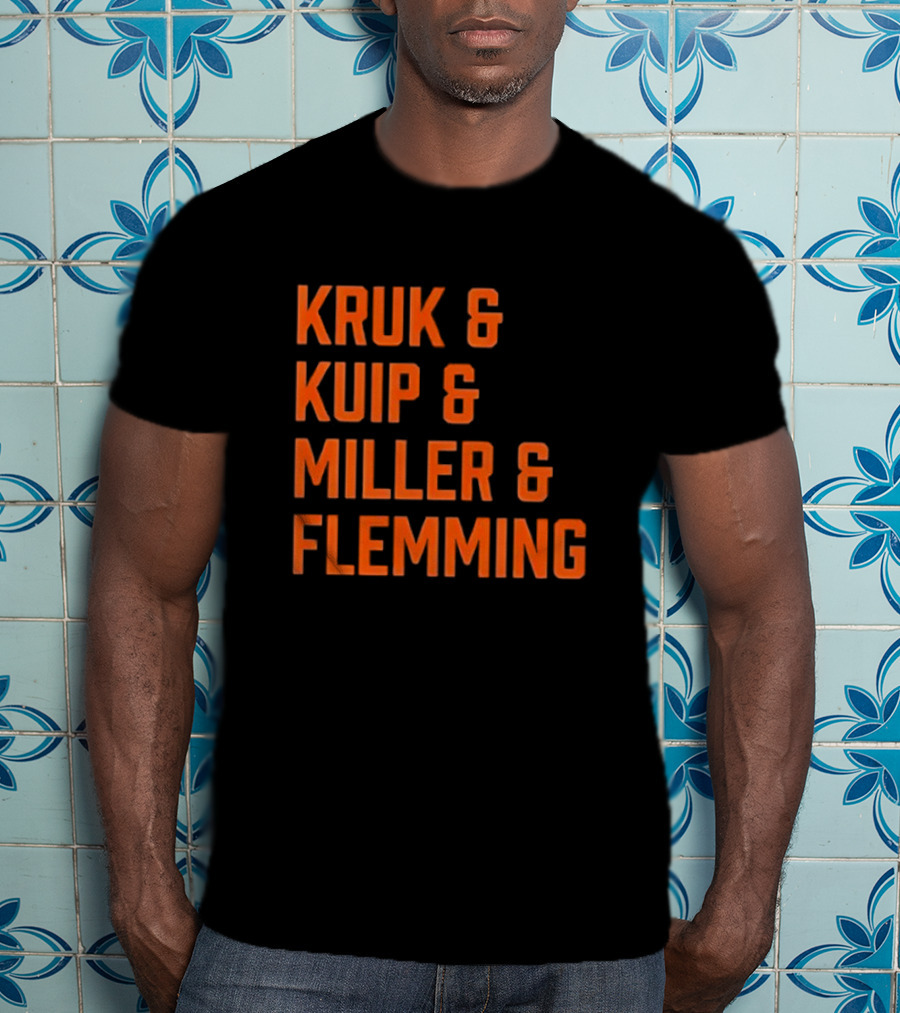 Kruk Kuip Miller Flemming Baseball Broadcasters Orange Text T-Shirt