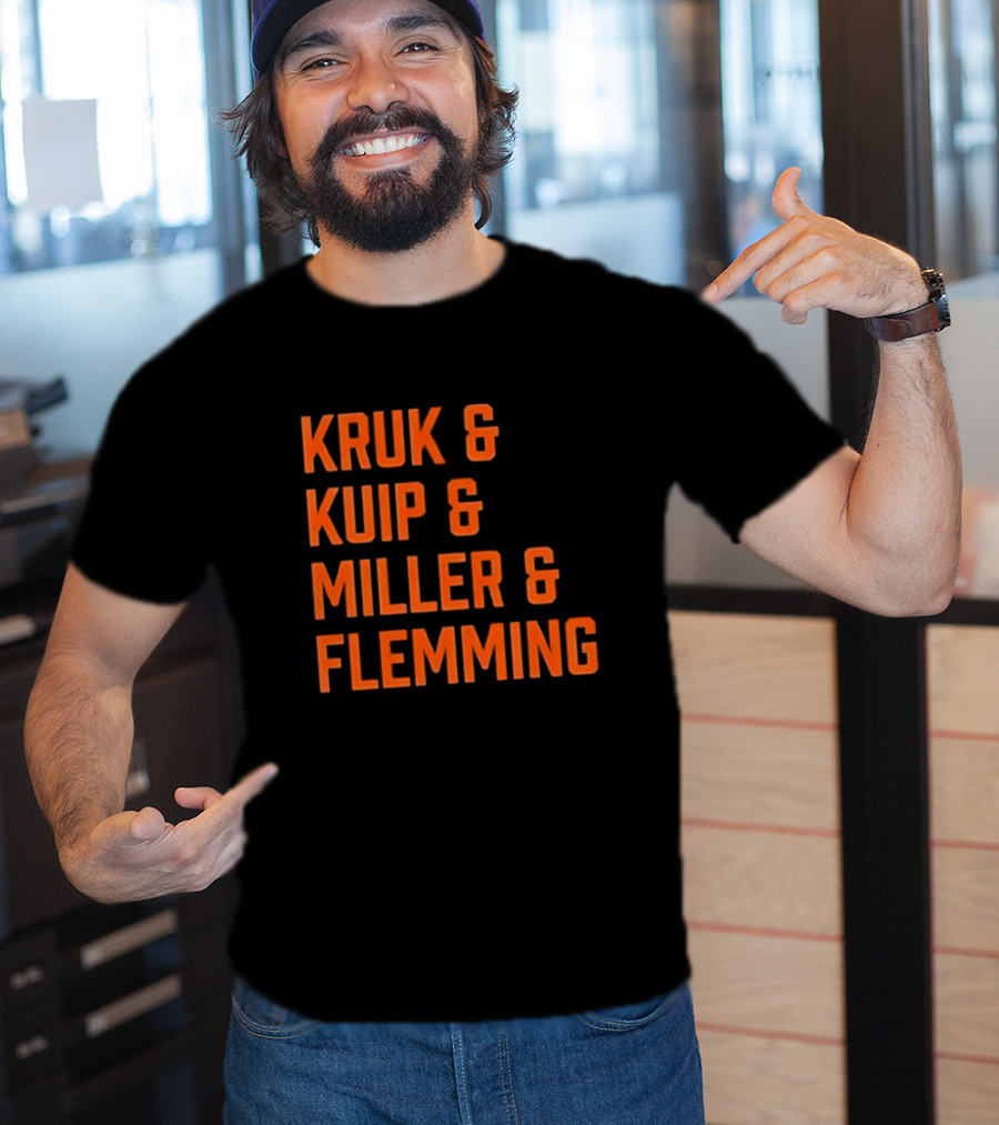 Kruk Kuip Miller Flemming Baseball Broadcasters Orange Text T-Shirt