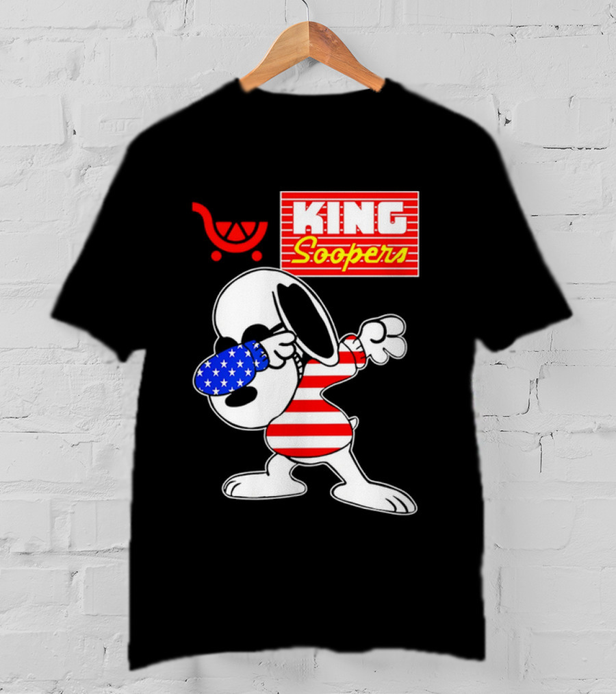 King Soopers Snoopy Dabbing USA Flag Style T-Shirt