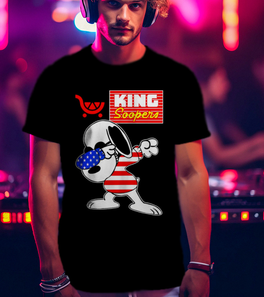 King Soopers Snoopy Dabbing USA Flag Style T-Shirt