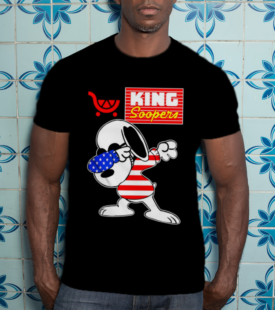 King Soopers Snoopy Dabbing USA Flag Style T-Shirt