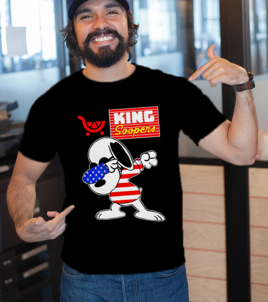 King Soopers Snoopy Dabbing USA Flag Style T-Shirt