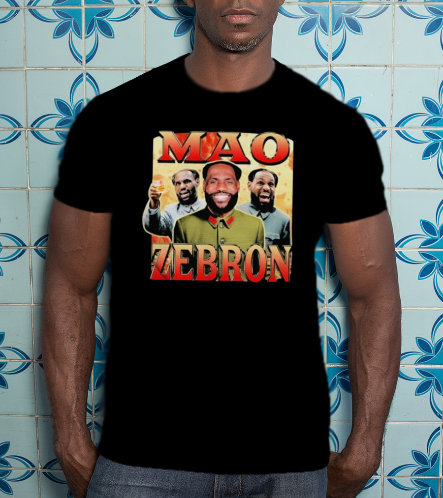 Mao Zebron Lebron James Fusion In Vintage Propaganda Style T-Shirt