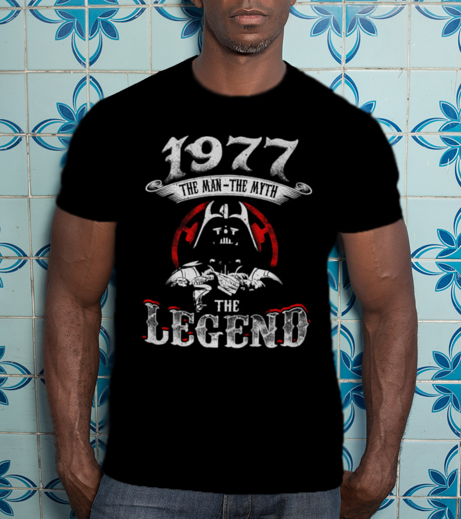 1977 The Man The Myth The Legend Star Wars Darth Vader Tie Fighter T-Shirt