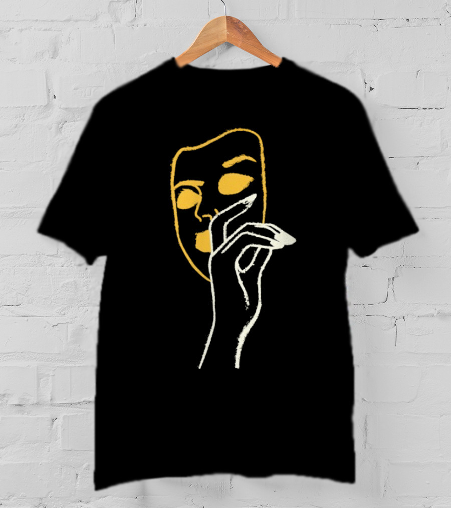 Liam St John Little White Lies Mask Abstract Line Art T-Shirt