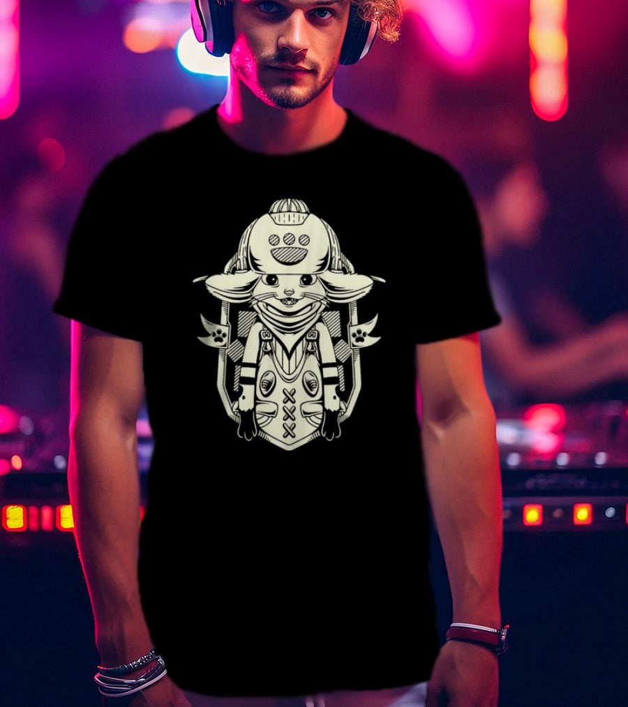 Little Buddy Cartoon Alien Creature In Tribal Style T-Shirt