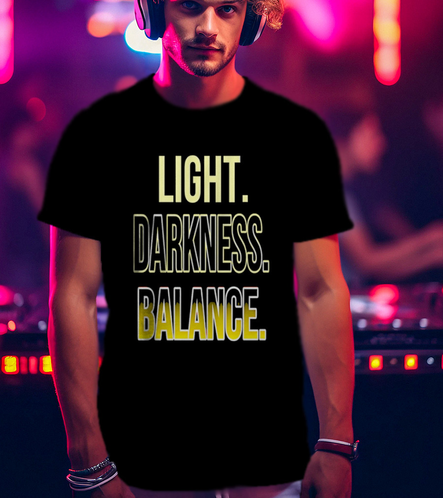 Light Darkness Balance Text In Yellow And Black Typography T-Shirt