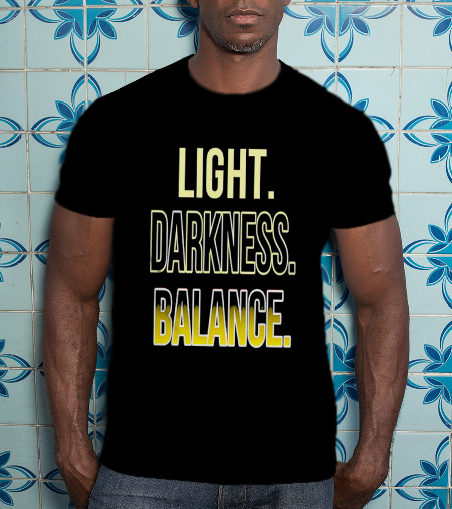 Light Darkness Balance Text In Yellow And Black Typography T-Shirt