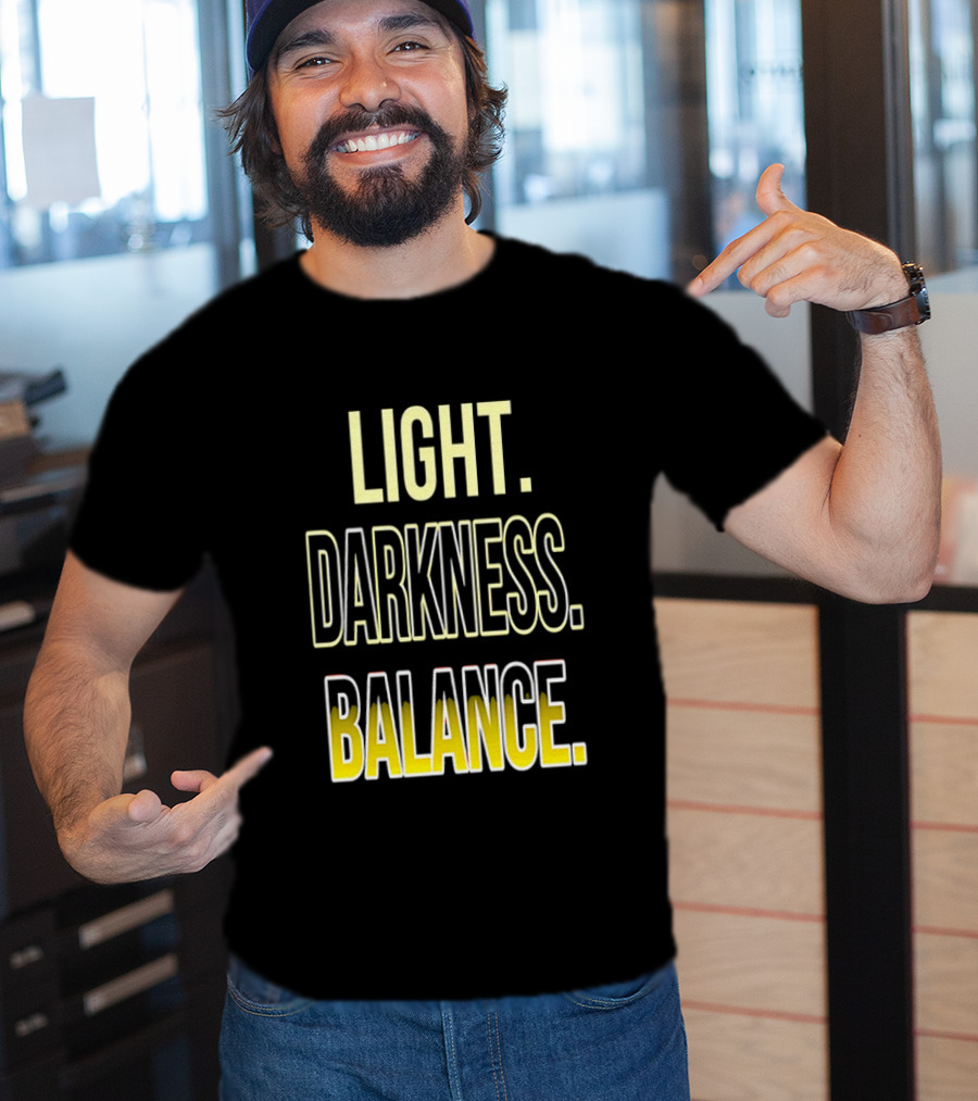 Light Darkness Balance Text In Yellow And Black Typography T-Shirt