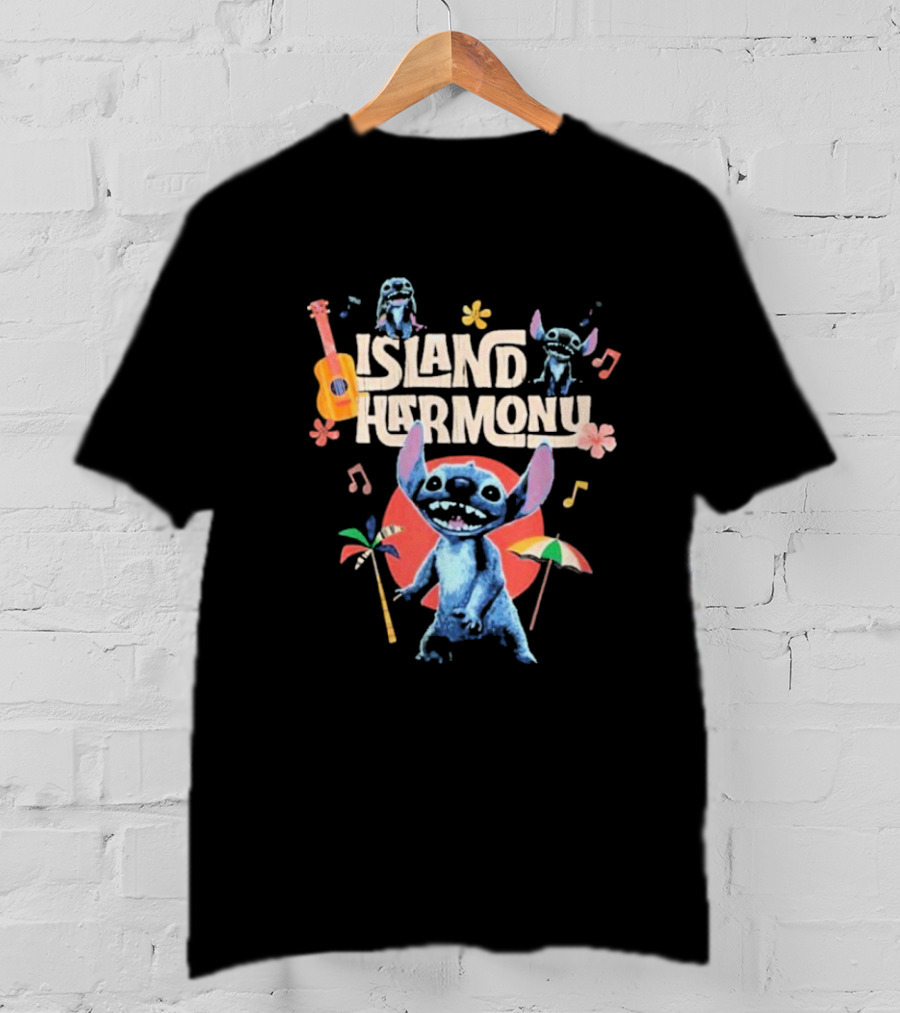 Lilo And Stitch Island Harmony Music Celebration With Cute Stitch And Ukulele T-Shirt