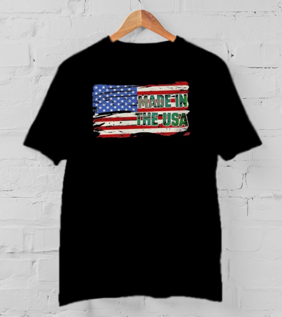 Made In The USA American Flag Stars Stripes Vintage Look T-Shirt