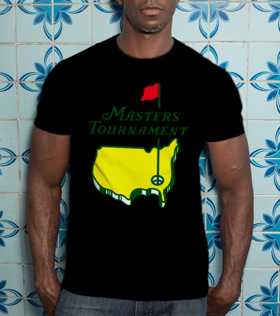 Masters Tournament Yellow Map With Red Flag T-Shirt