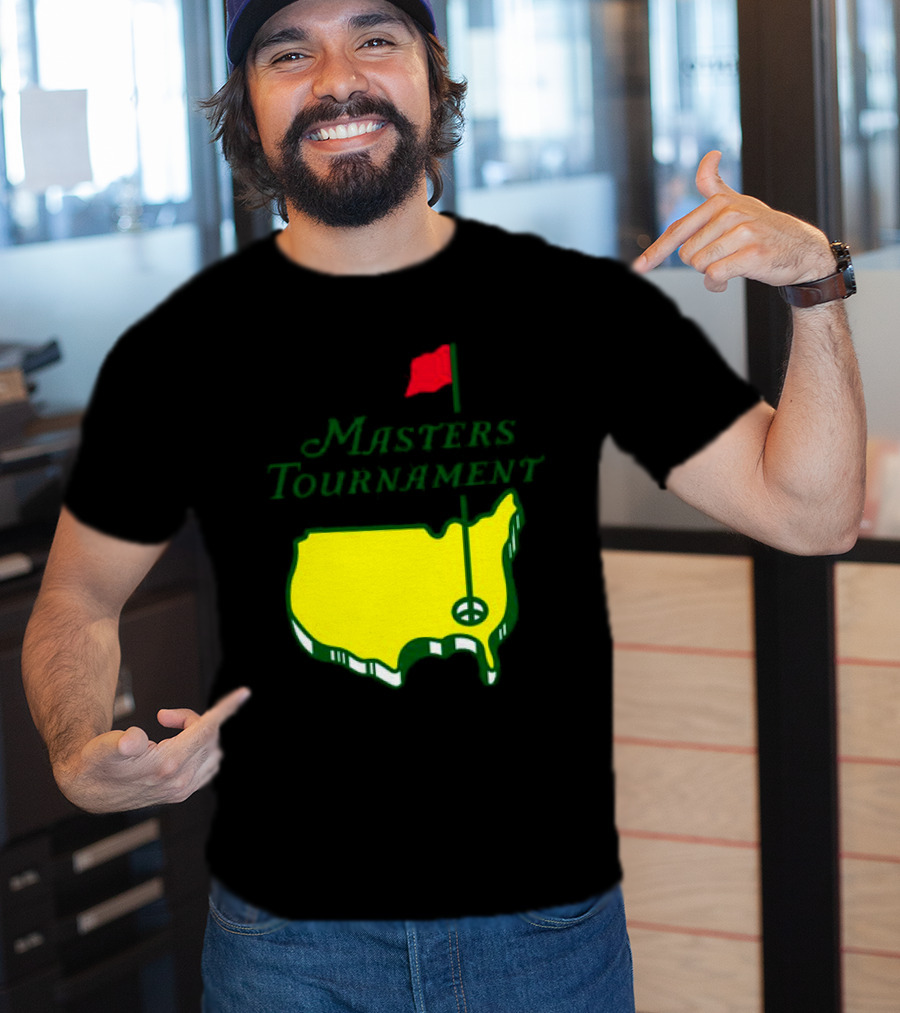Masters Tournament Yellow Map With Red Flag T-Shirt