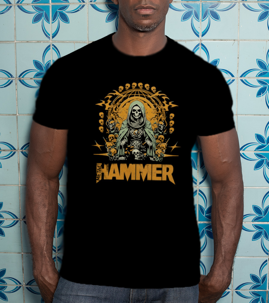 Metal Hammer Skull Wreath Grim Reaper T-Shirt
