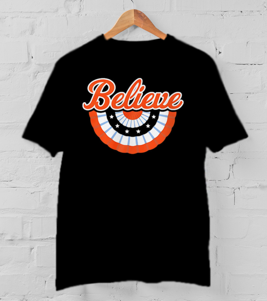 New York Mets Baseball Believe Stars With Patriotic Bunting T-Shirt