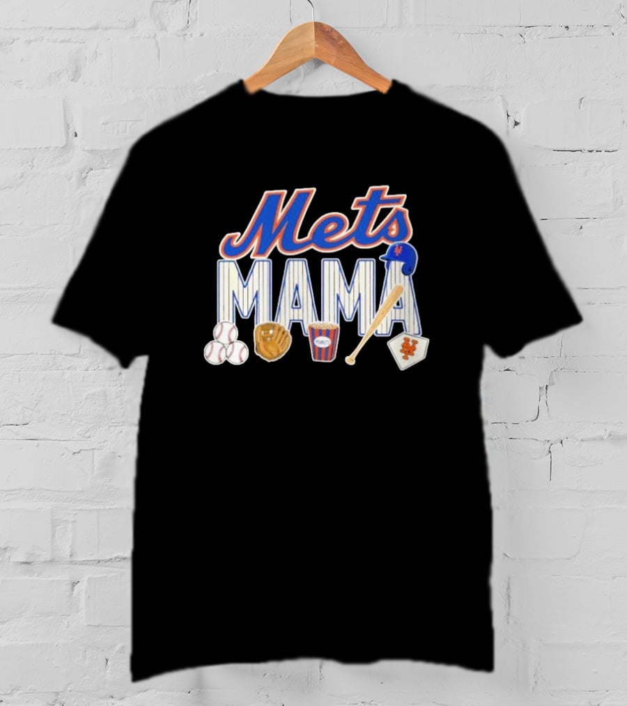 Mets Mama Mother’s Day Peanuts MLB Baseball Glove Bat Cap T-Shirt