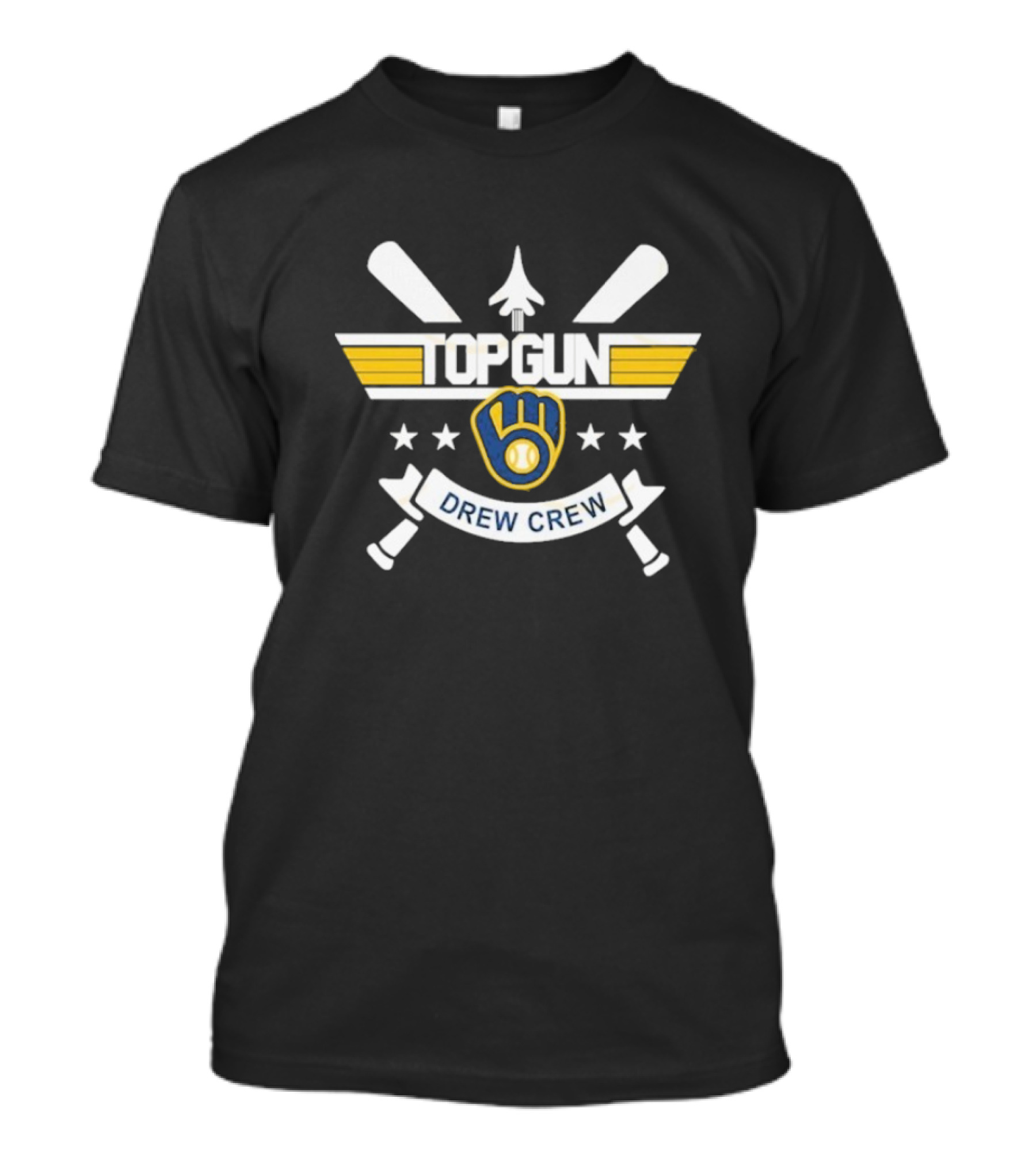Milwaukee Brewers Top Gun Drew Crew Baseball Bat Glove Stars T-Shirt