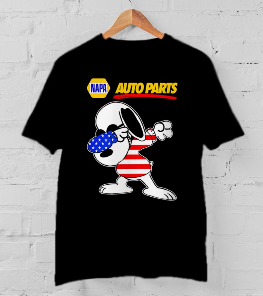 NAPA Auto Parts Snoopy Dabbing USA Flag Character T-Shirt