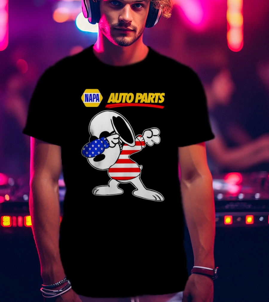 NAPA Auto Parts Snoopy Dabbing USA Flag Character T-Shirt