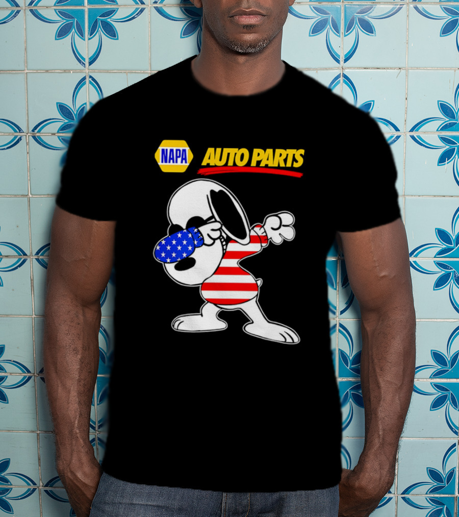 NAPA Auto Parts Snoopy Dabbing USA Flag Character T-Shirt