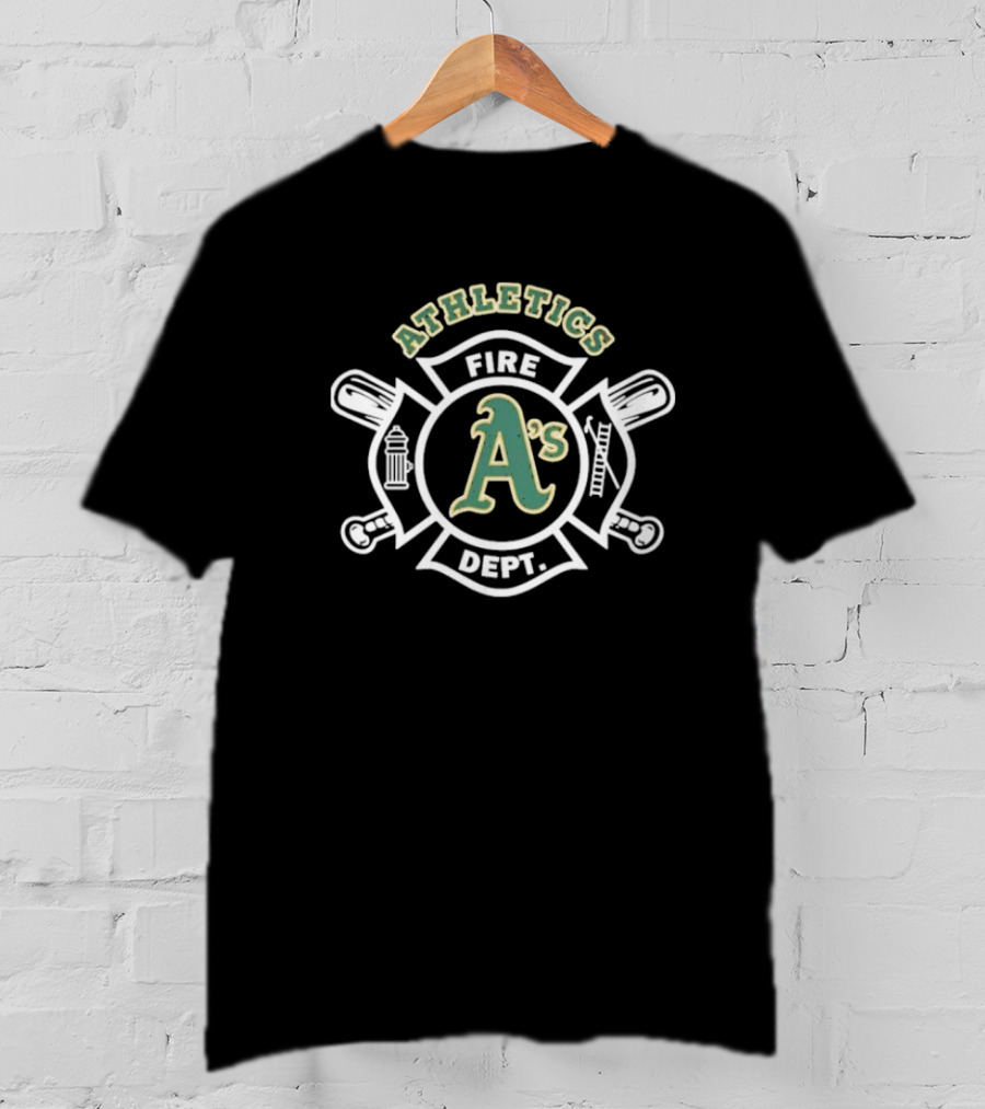 Oakland Athletics A's Fire Dept Firefighters Maltese Cross Design T-Shirt