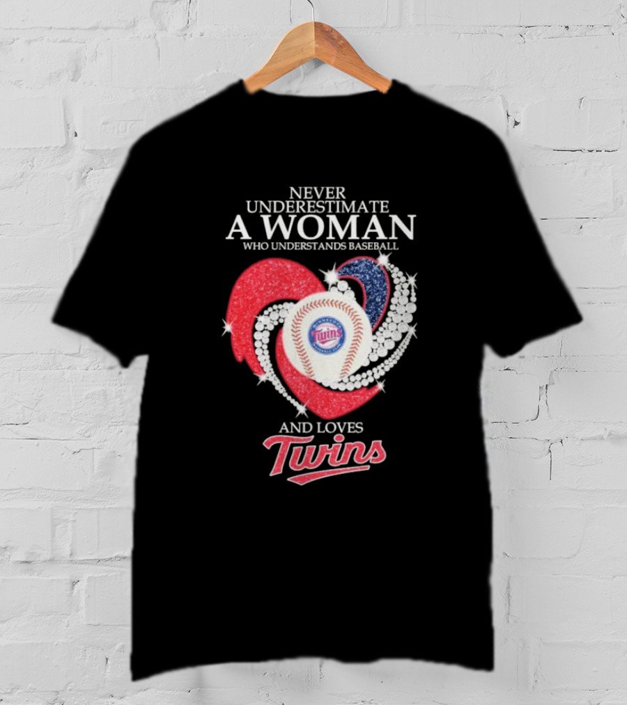Never Underestimate A Woman Who Understands Baseball And Loves Twins T-Shirt