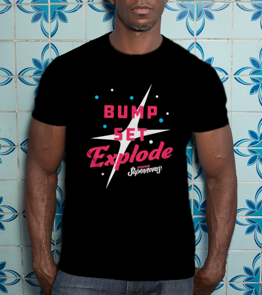 Omaha Supernovas Bump Set Explode Volleyball Starburst T-Shirt