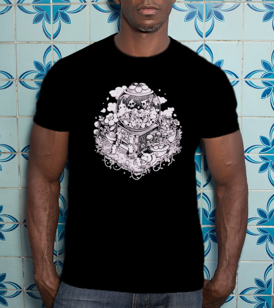 Gacha Machine With Skulls And Flowers Pick-Me T-Shirt