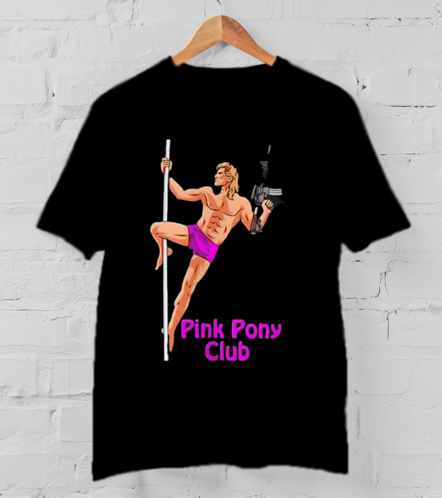 Pink Pony Club Pole Dancer With Gun T-Shirt